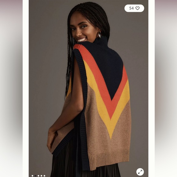 Maeve Varsity Stripe Poncho Sweater Vest - Picture 4 of 4